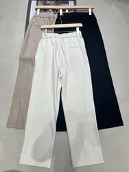 Straight Casual Pants for Women, Stretch Trousers, High Quality, Elastic Waist Strap, Spring and Summer, New, 2022