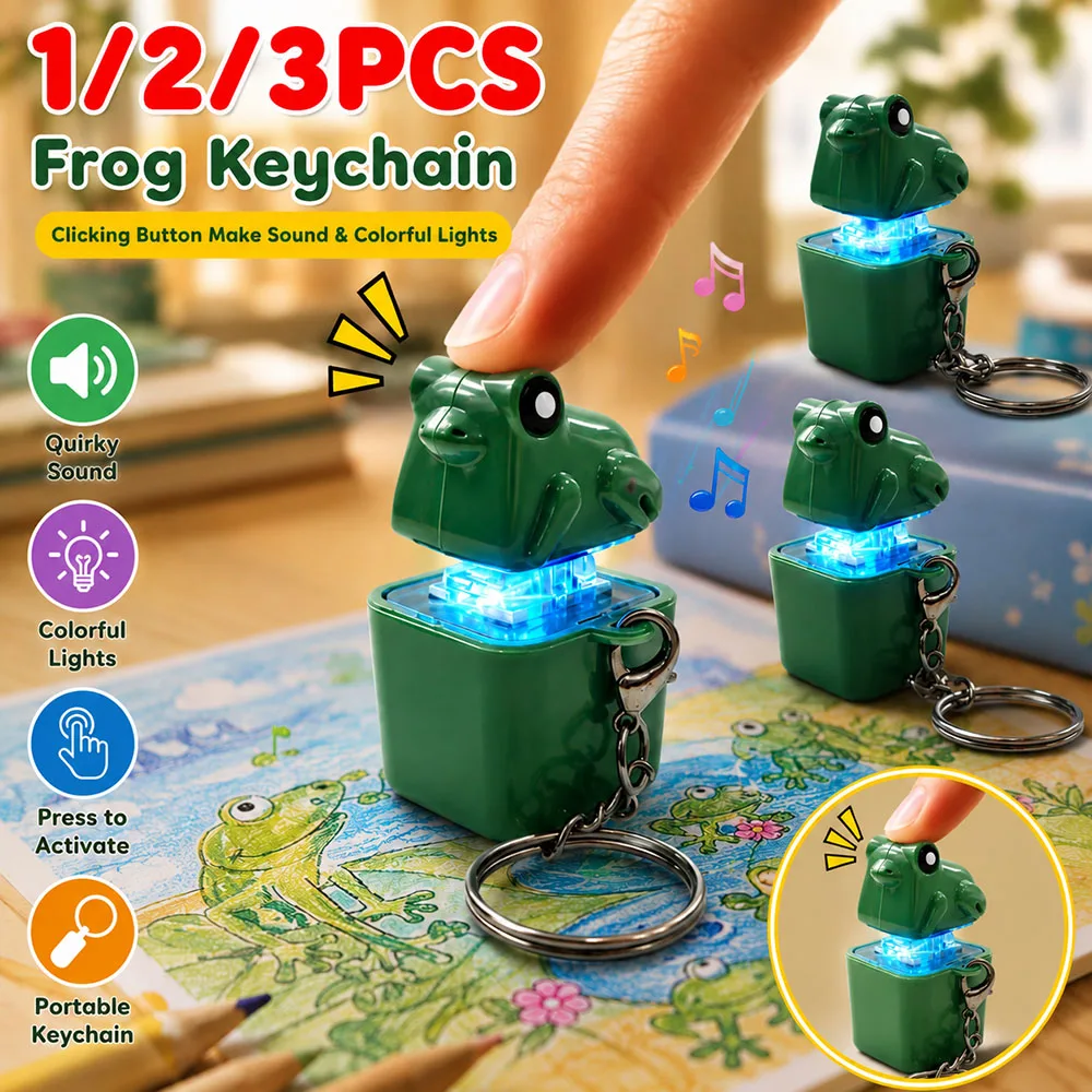 Frog Croaking Fidget Toy Frog Croaking Keychain With Sound LED lights Stuff Fun Gift for Kids Boys Girls