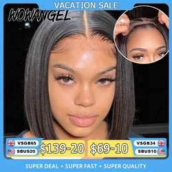 WOWANGEL Straight Bob Wig 5X5 HD Lace Closure Wig Ready To Wear Glueless Wig 250% Bob Wig Lace Front Human Hair Wigs Pre Plucked