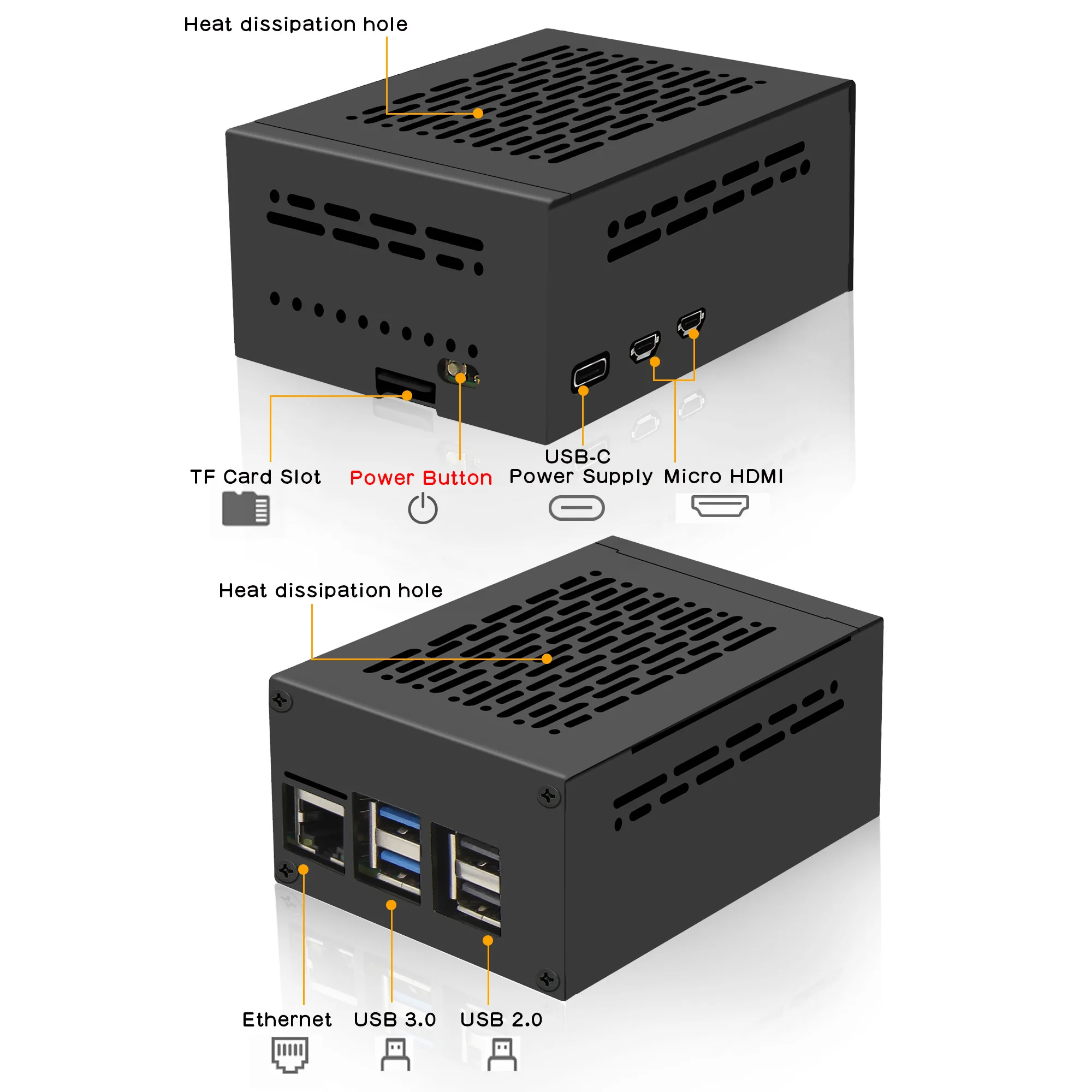 حافظة Geekworm المعدنية P579-V3 لـ Raspberry Pi 5 & PCIe M.2 NVMe SSD Shield X1000 / X1001 / X1003 / X1004 (لا تدعم X1002! !!)