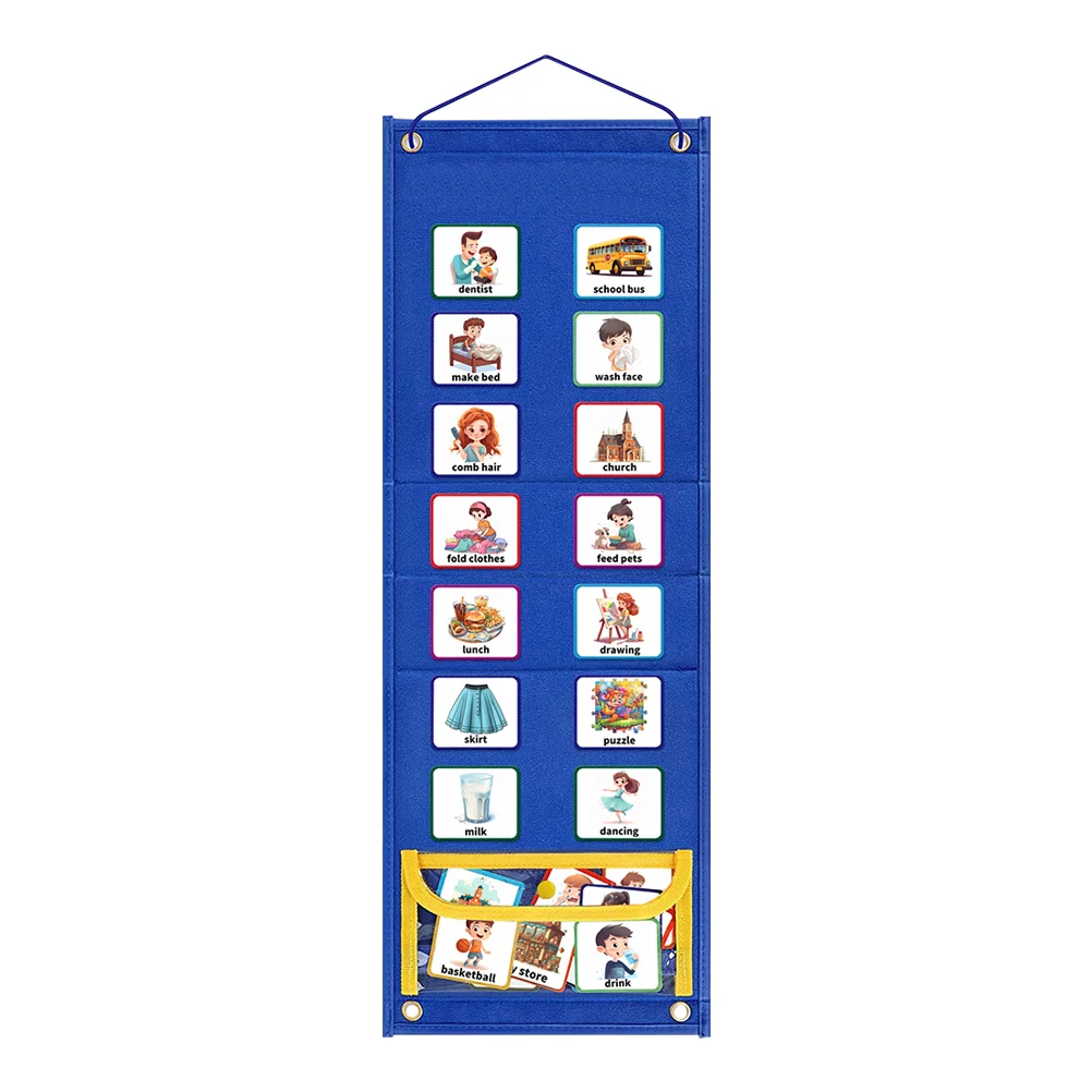 Schedule Wall Chart Behavior for Kids at Home Daily Toddler Routine Card Storage Hanging Bag Calendars Child