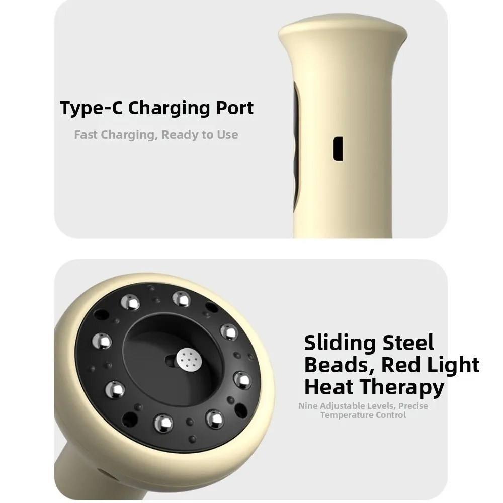 USB Rechargeable Handheld Abdominal Massager Meridian Brush Adjustable Guasha Cupping Intensity Arm Leg Massage Scraping Device