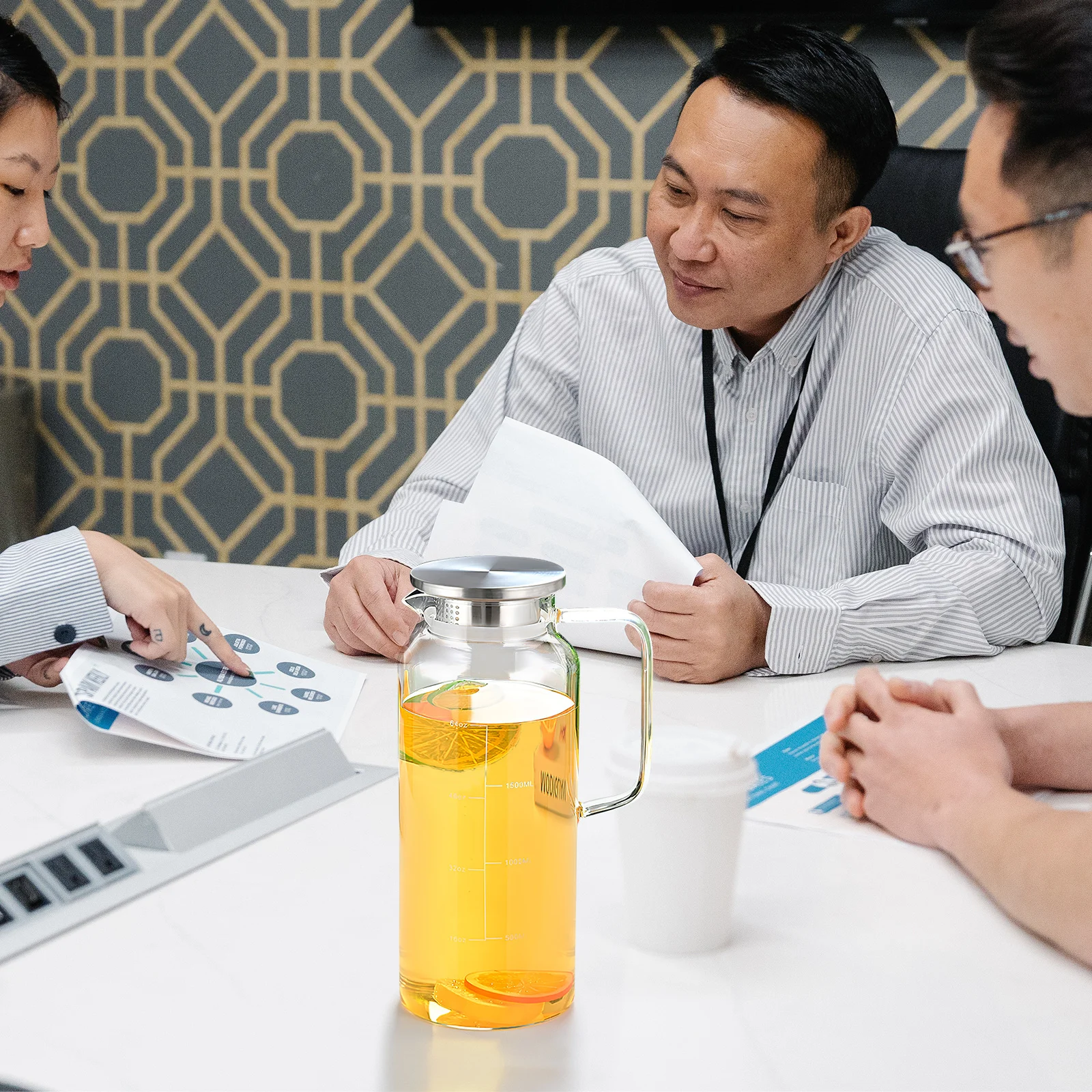 

Glass Fruit Juice Pot Drinking Dispenser Jug Water Jugs Tea Pitcher Cold Kettle