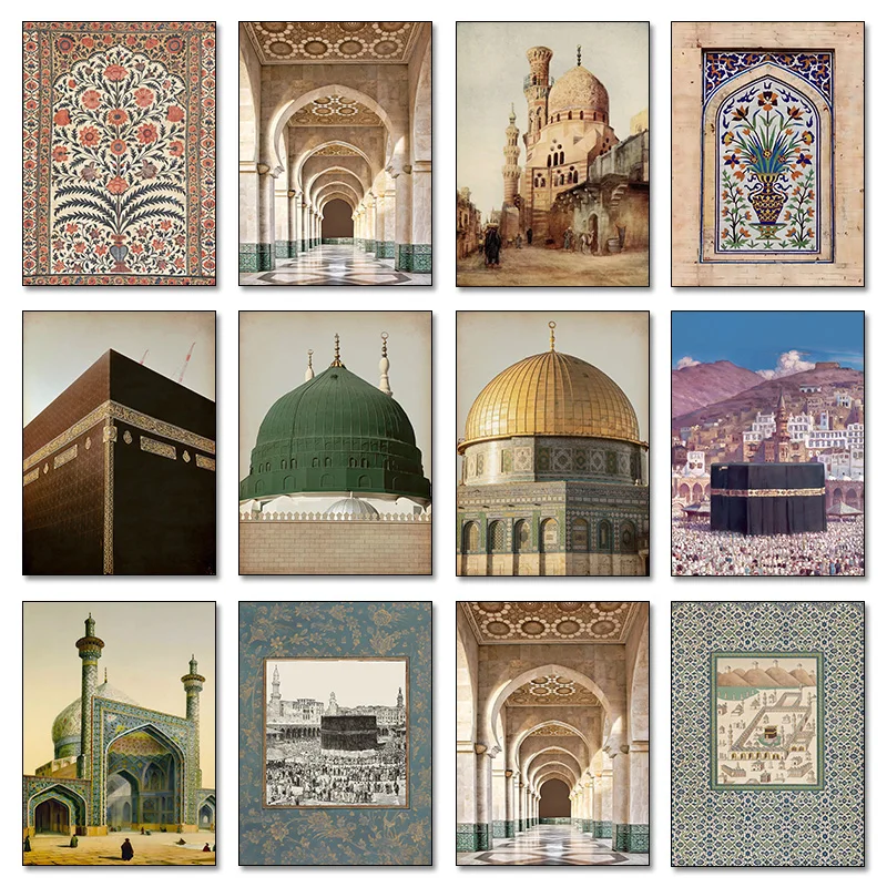 Masjid An-Nabawi Masjid Al Haram Masjid Al Aqsa Poster Canvas Painting Print Islamic Wall Art Muslim for Living Room Home Dec
