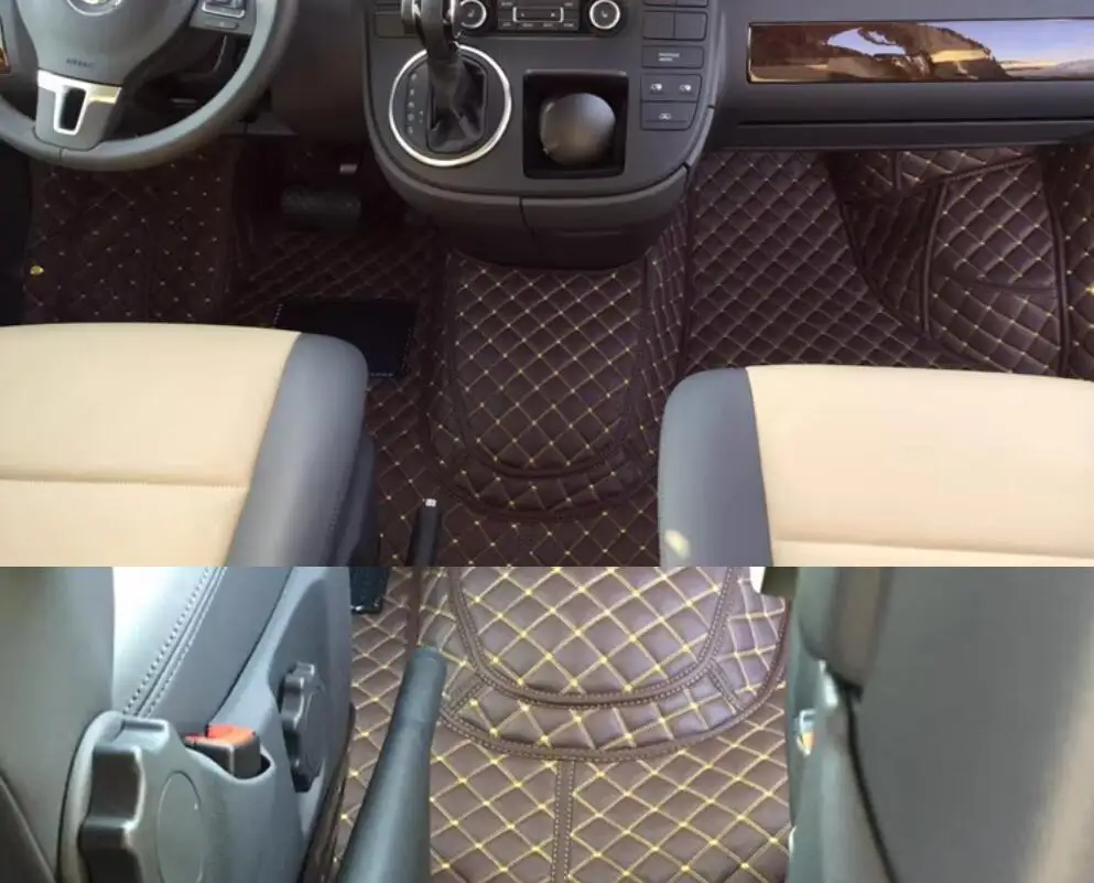 

Коврики хорошего качества! Изготовленные на заказ автомобильные коврики на передних сидений для Volkswagen Multivan T5 T6 2021-2003, 2-местные прочные водонепроницаемые ковры