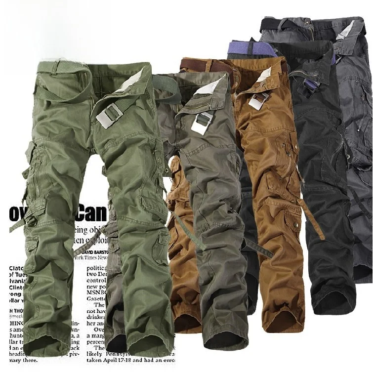 

Loose Fit Large Size Men's Workwear Trousers Multiple kets Waed Cotton Straight Leg Casual Pants Busin Casual Sle