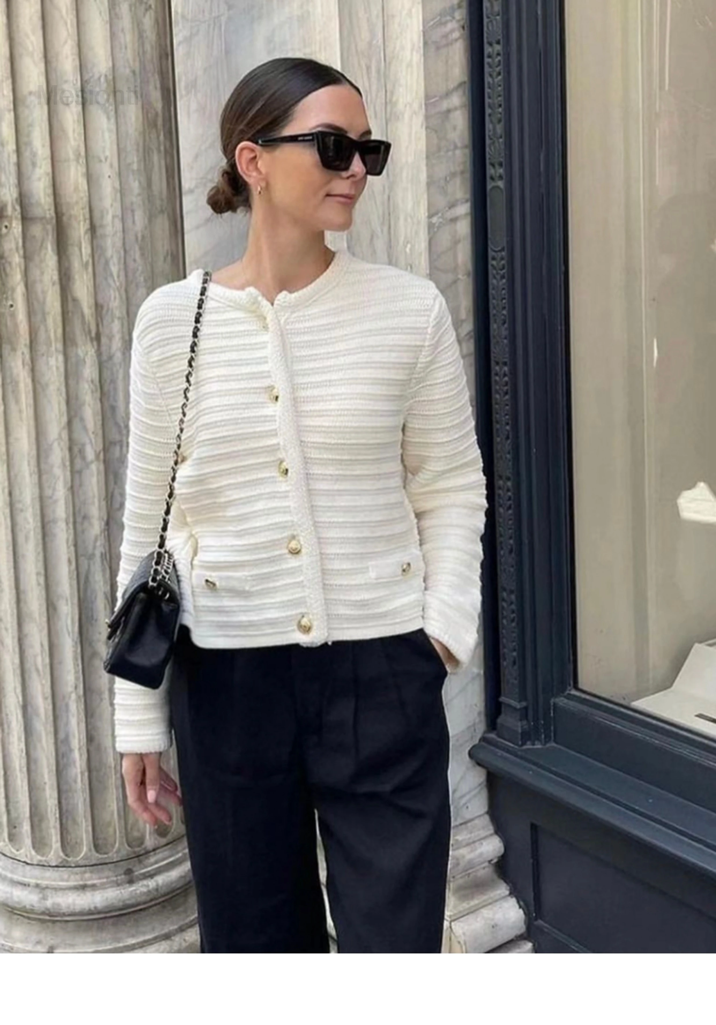 MD 2024 women\'s cardigan new style of Small fragrance button design texture knitted cardigan short jacket kardigan damskie