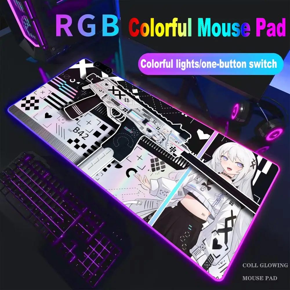 

Коврик для мыши XAXC: Комикс-дизайн, розовый, с принтом CSGO, для геймеров, с LED-подсветкой, большой, для ПК, для студентов, светящийся настольный коврик