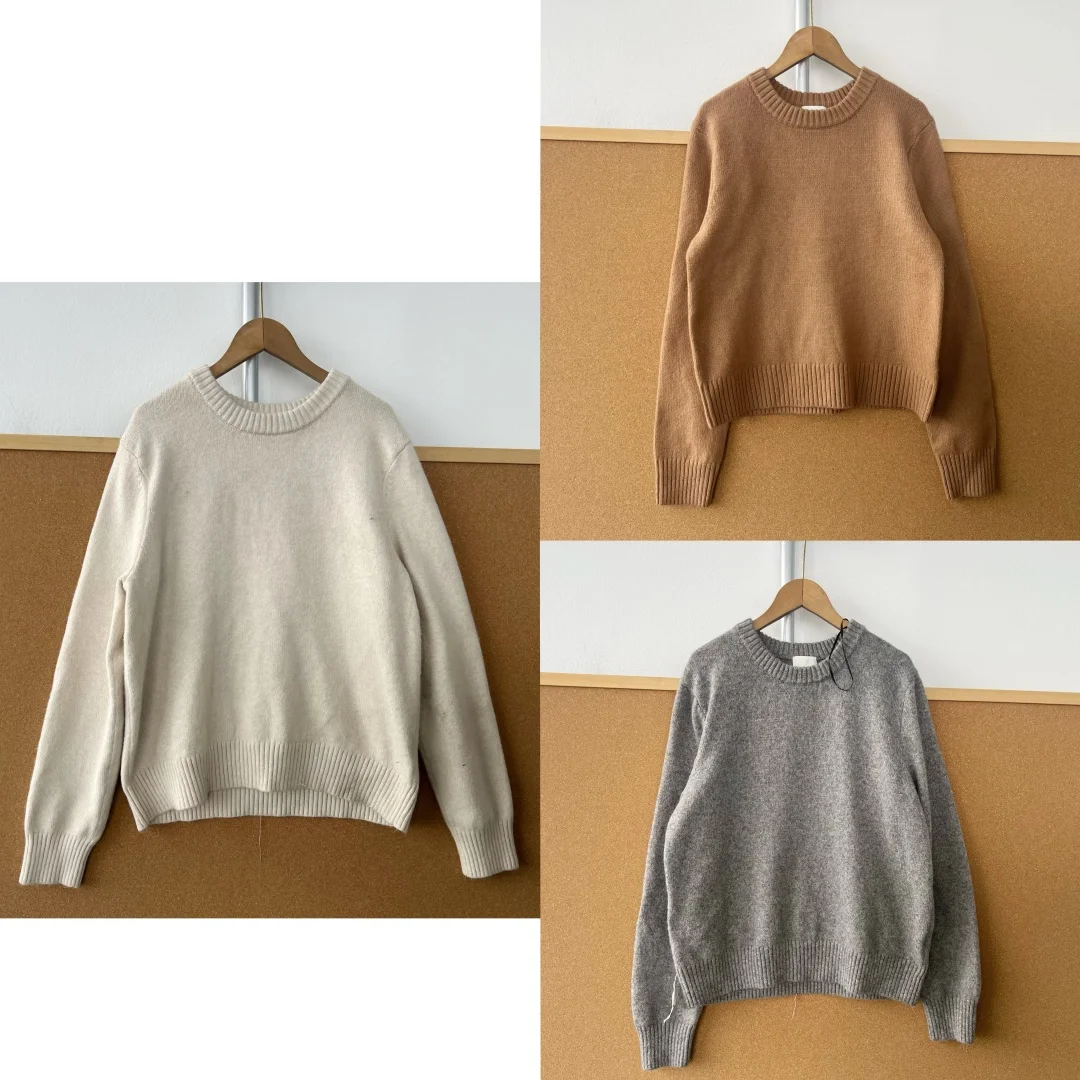 

Корейский шерстяной свитер H-Tag, белый, улучшающий накладный, длинный све, круглый Ne, стандартной длины, теплый, осень-зима