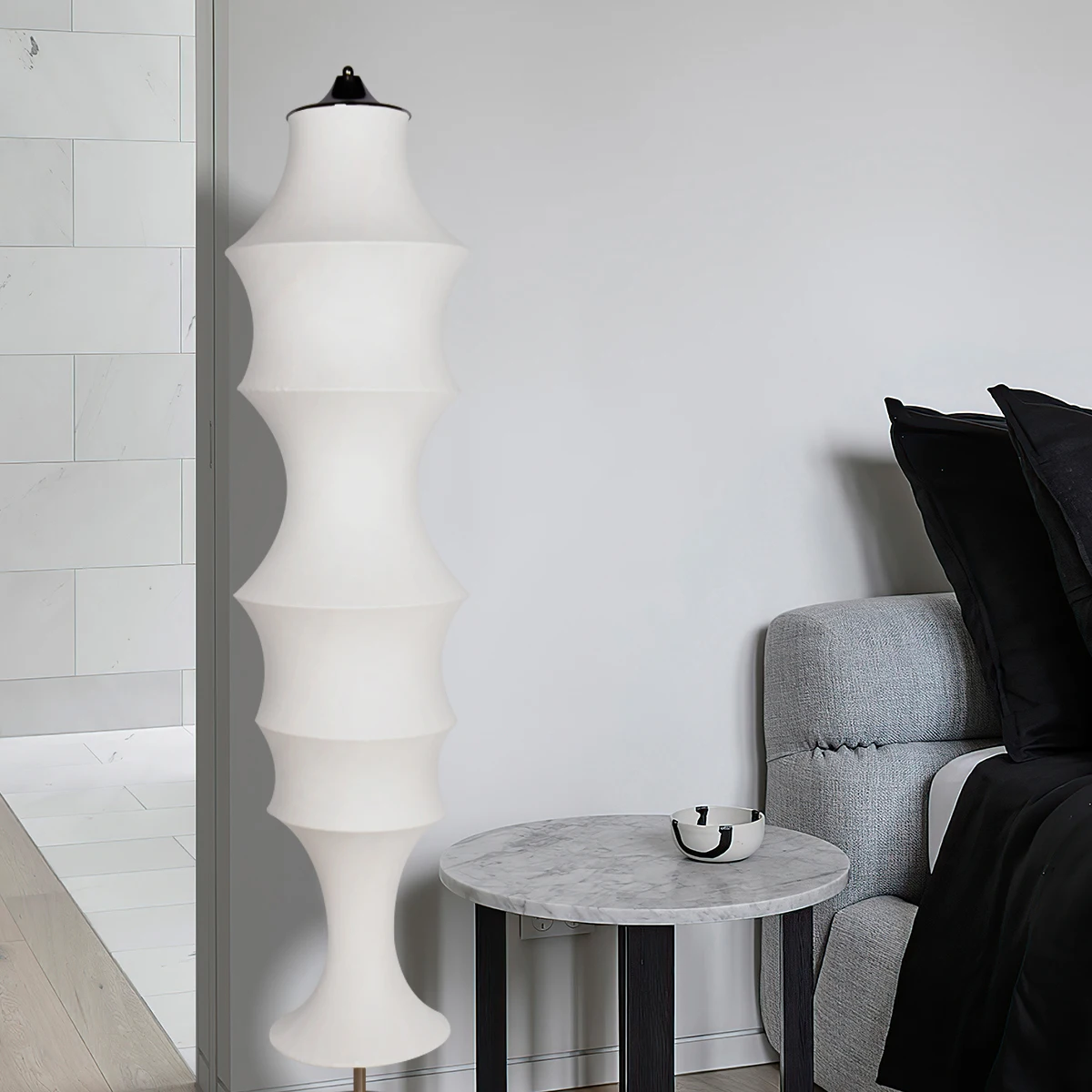 مصباح أرضي من نسيج الحرير الحديث مصدر ضوء LED إضاءة ديكورية للفندق مصباح أرضي للملابس الحريرية البيضاء