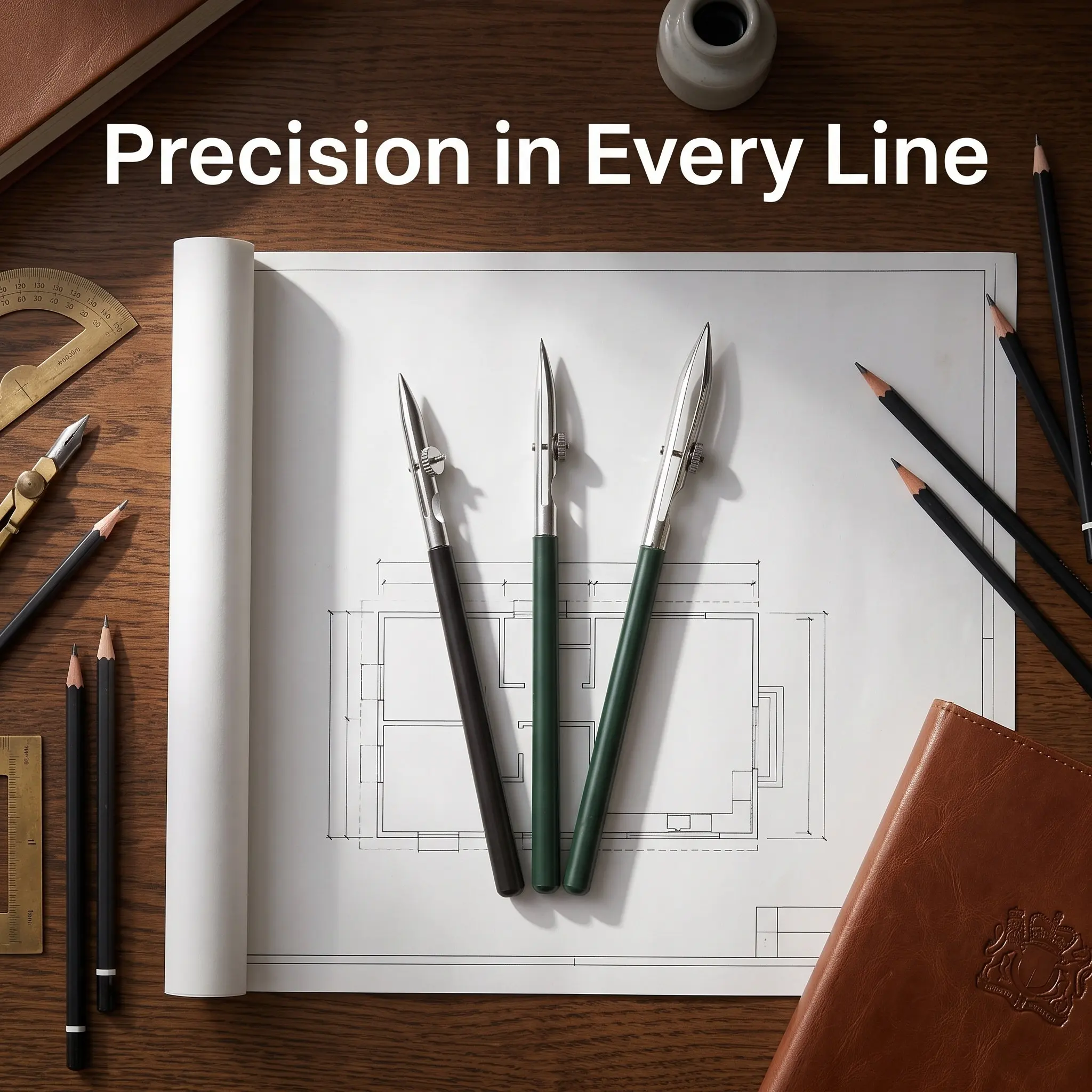3Pcs Adjustable Straight Line Pen Ruling Pen Set Size L for Fine Line Drawing Cartography Calligraphy Art Tool