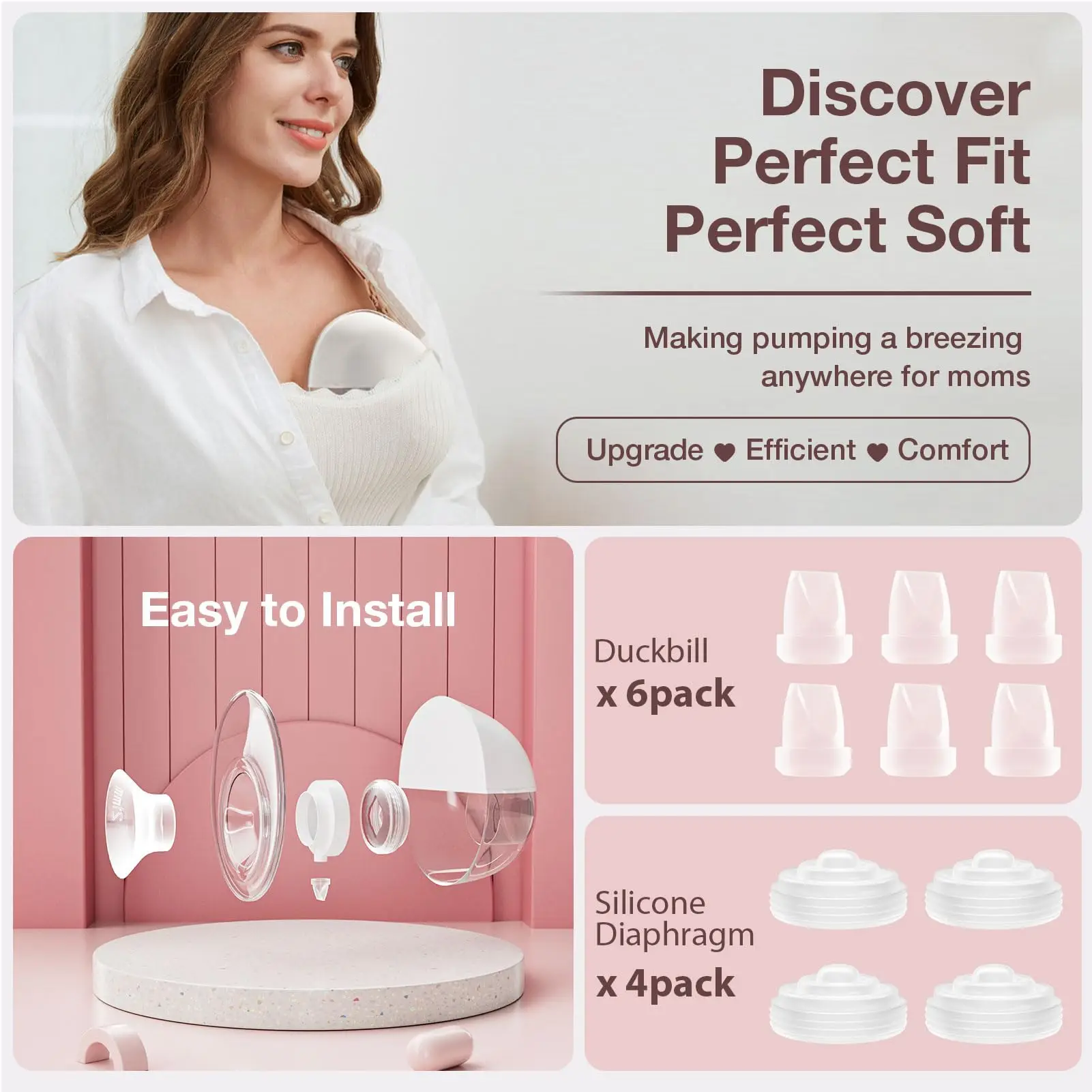 12 قطعة من أجزاء مضخة الثدي، صمام منقار البط السيليكون والحجاب الحاجز متوافق مع مضخة الثدي القابلة للارتداء M5، ملحقات بديلة #3