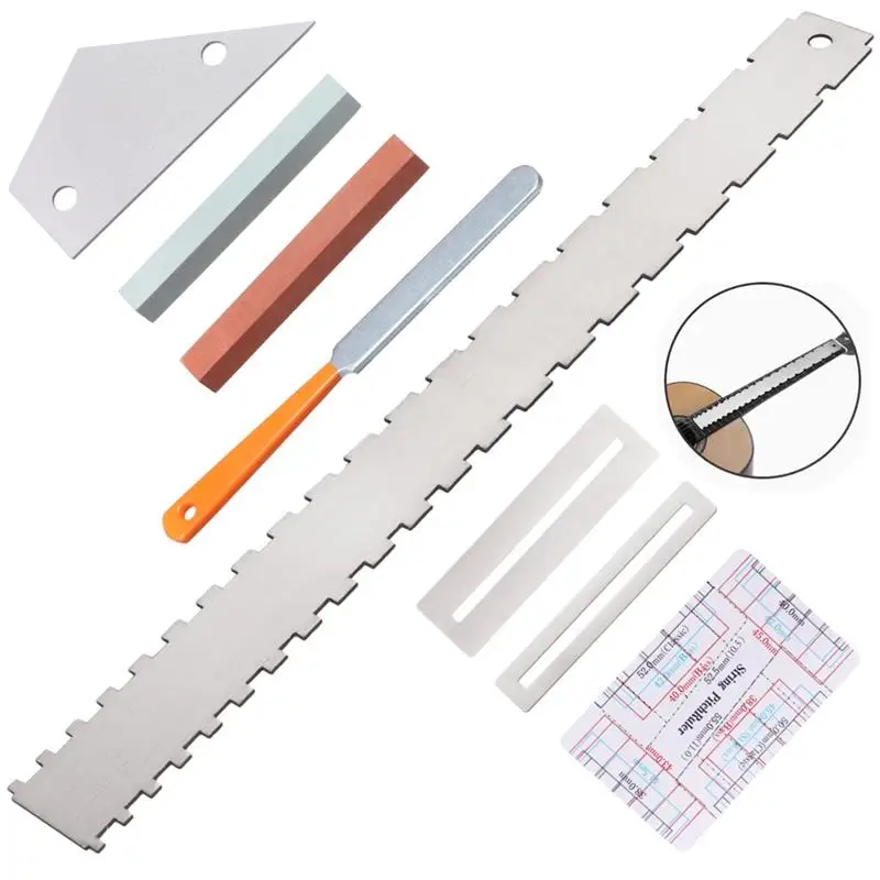 

8Pcs Guitar Neck Straight Edge Kit Guitar Neck Notched Straight Edge Luthier Tool Fret Rocker Fret File Fingerboard Guard String