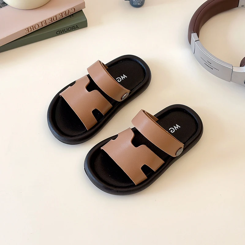 Kids Sandals Slip on Child Flat Shoes Girls Baby Open Toes Slippers 2025 Summwe Children Barefoot Beach Shoe for 21-30