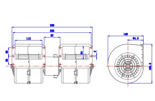 Factory Directly Supply 24v Dc Bus Ac Double Blower Motor 009-B40-22 for valeo air Conditioner