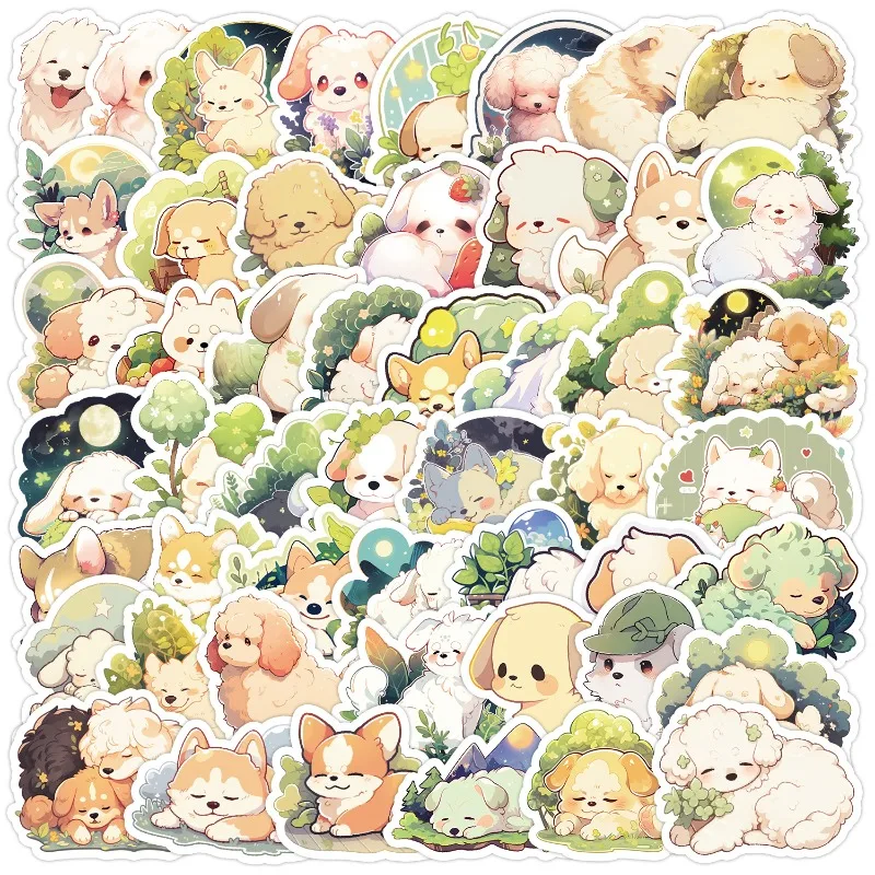 

50pcs Cartoon Personality Good Night Puppy Creative Doodle Decorative Stickers