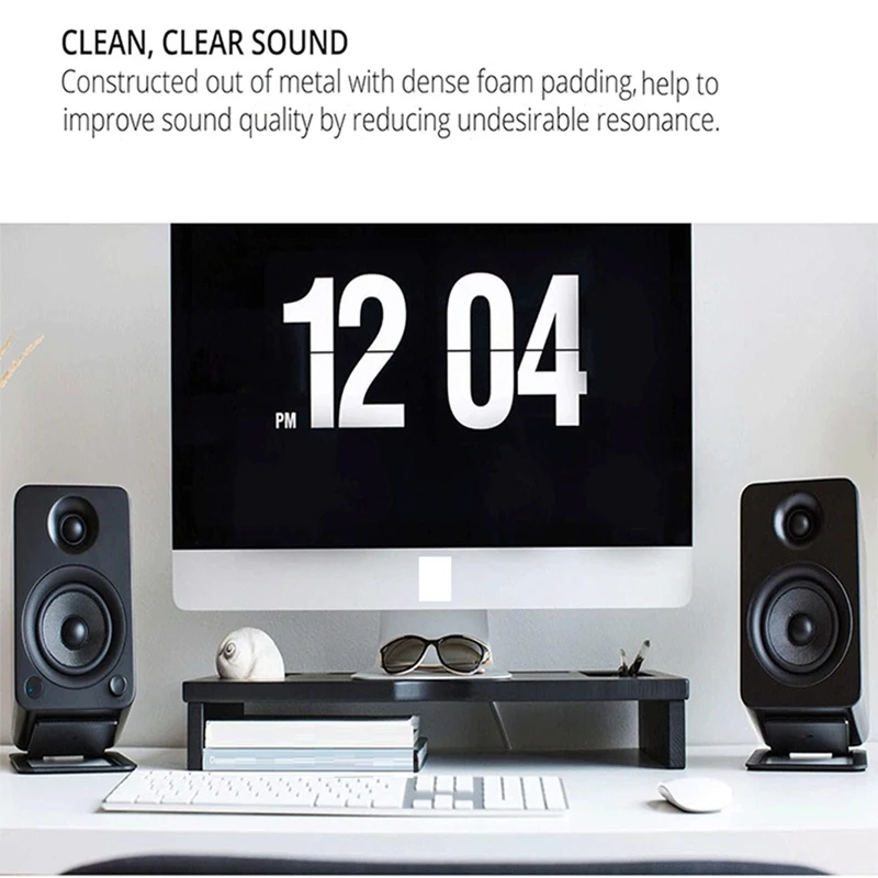 Hot TTKK Desktop Speaker Stands - Holds Small Bookshelf Speakers & Desk Speakers, Vibration Damping Tilted Tabletop Metal