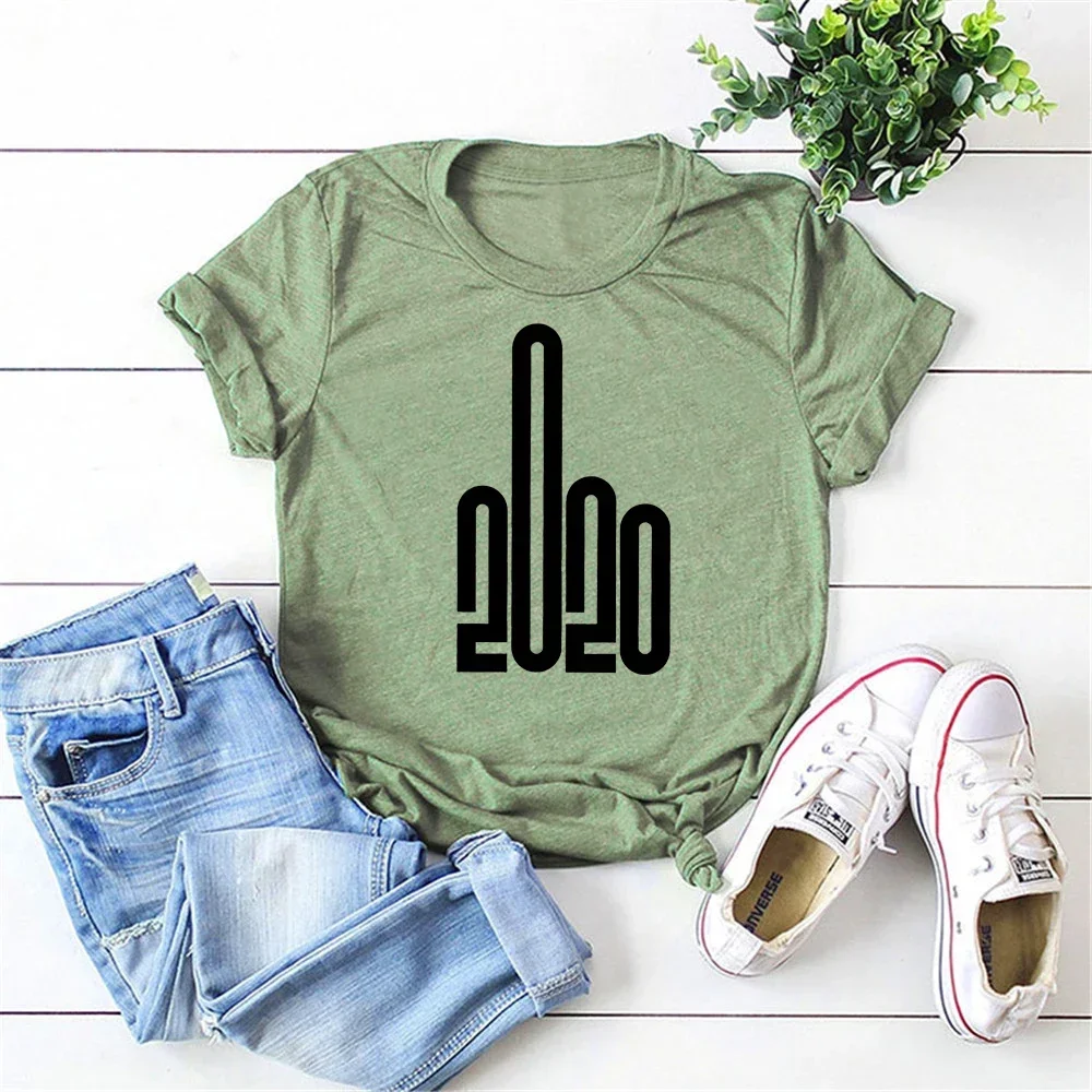 Middle Finger 2024Shirt FunnyWomen Shirt Unsex Offensive Party Shirts Worst Year Ever Sarcastic Tee Women Casual Tops