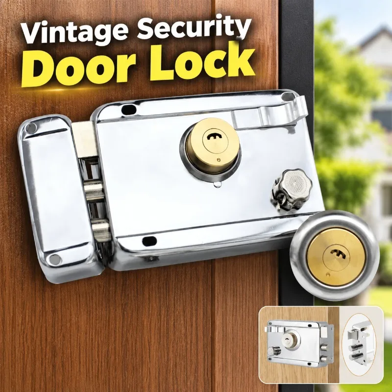 Old Style Anti-theft Surface Mounted Lock Household Gate Iron Wood Room Door Universal Cold Rolled Steel Anti-pry Security