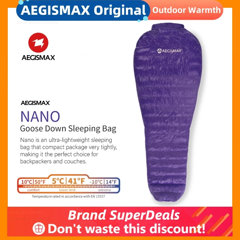 

AEGISMAX NANO Ultralight Sleeping Bag Camping Down Waterproof Lazy Sleeping Bag Portable Outdoor Compression Slumber Bag Travel