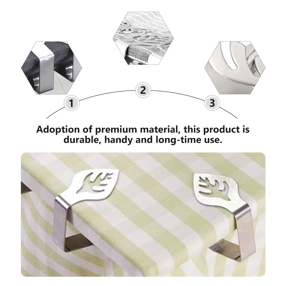 

4Pcs Anti-Slip Tablecloth Clips Stainless Steel Cartoon Design Table Cover Clamps Household Table Cloth Fixing Holders