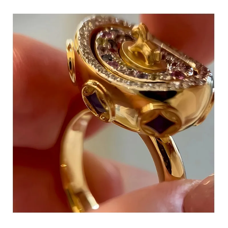 

"Money Now" Fun Pony Ring Flippable Diamond Cornucopia New Light Luxury Premium Ring