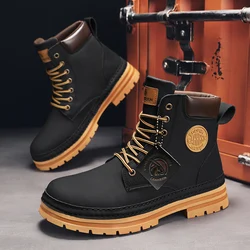 StephanRinse-Bottes en cuir jaunes pour hommes, chaussures à lacets, livraison gratuite, automne