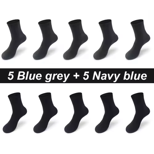 10Pairs/Lot Men's Bamboo Fiber Socks Long Black Business Soft Breathable New High Quality  Autumn for Male Socks Plus Size 39-48 - Image 10