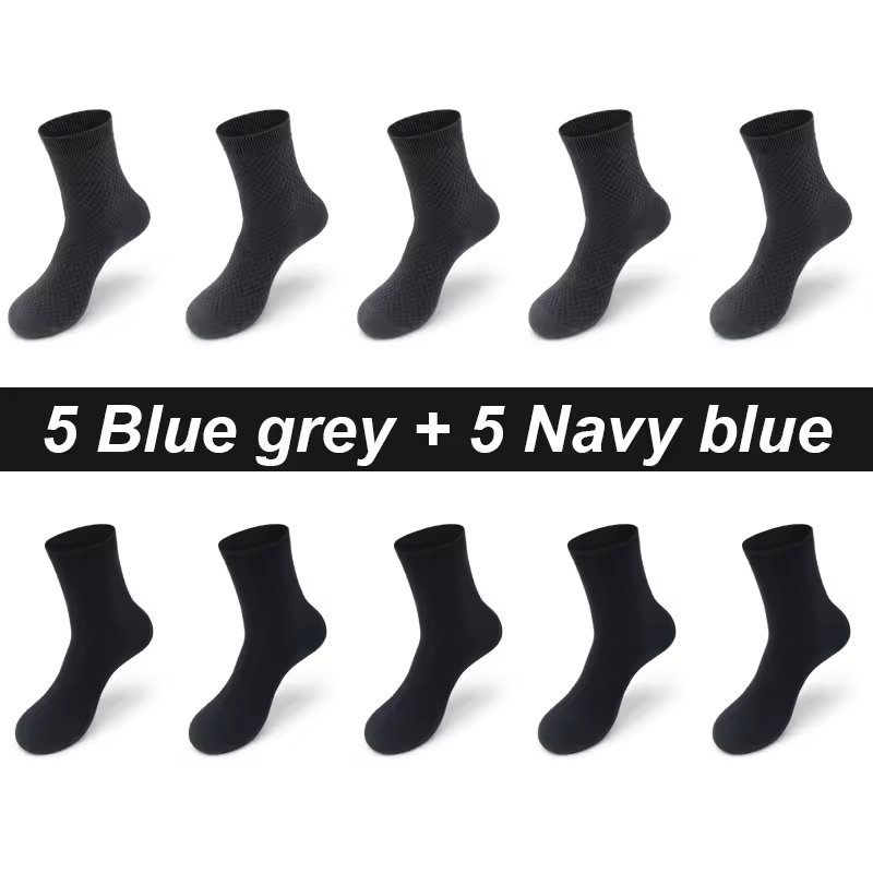 10Pairs/Lot Men's Bamboo Fiber Socks Long Black Business Soft Breathable New High Quality  Autumn for Male Socks Plus Size 39-48 - Image 10