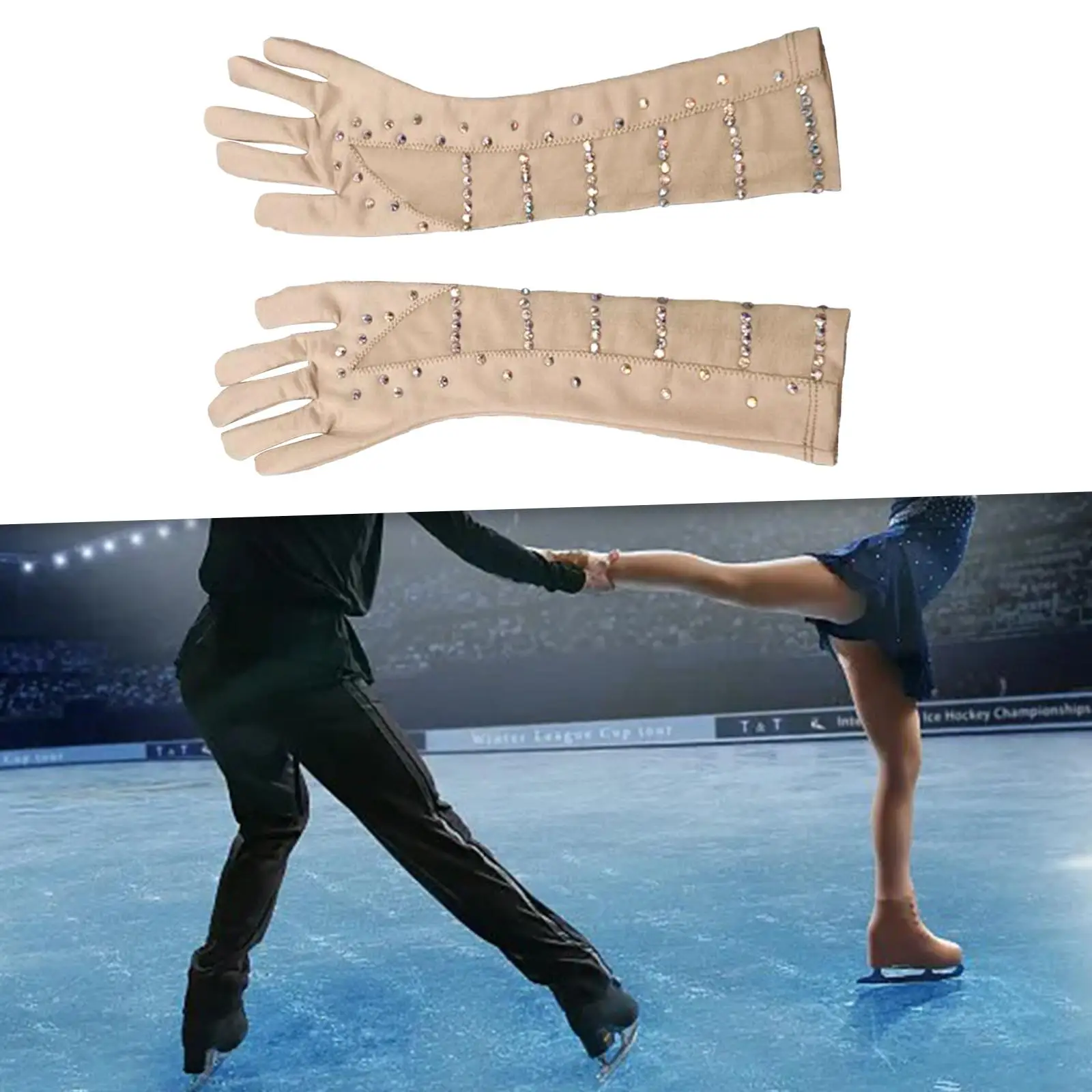 Fashion Nylon Figure Skating Gloves Hand Protection Ice Skating Accessory for Performance Competition