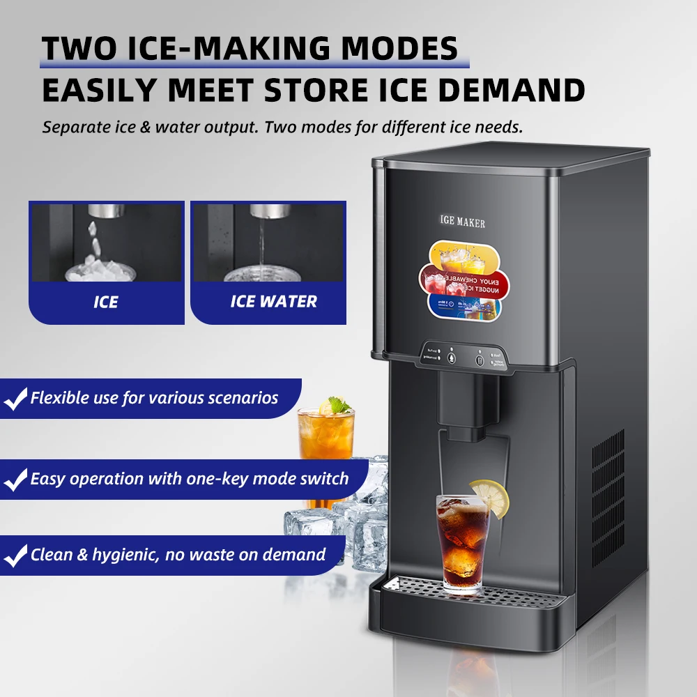 Top Crystal Cubic Daily Production 100KG~120KG Support Ice/ice Water/water Ice Maker and Dispenser for Hotel