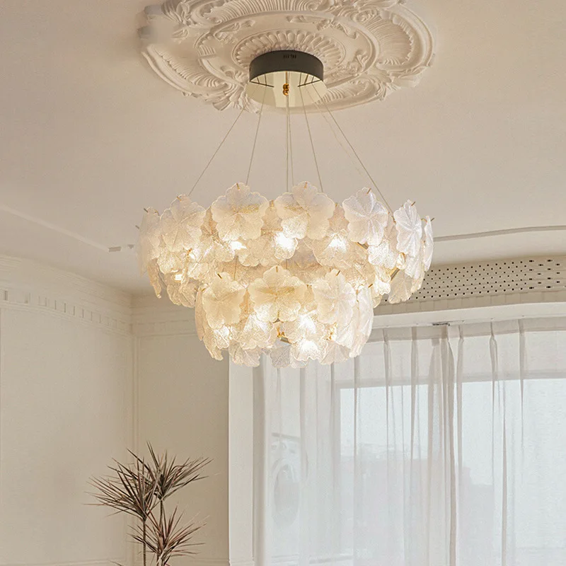 

French Style Luxury Chandelier for Living Room Dining Room Bedroom Modern Cream Color Ceiling Light Crystal Pendant Lamp for