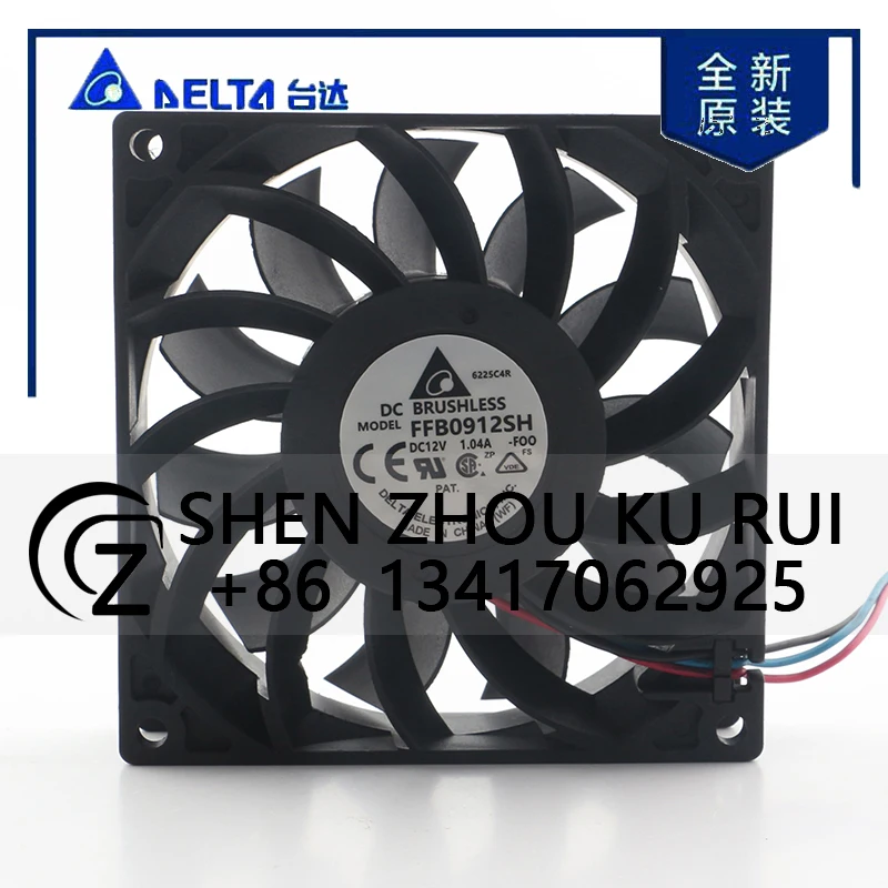 دلتا 24 فولت 48 فولت تيار مستمر 12 فولت 1.04A التيار المتناوب EC 9025 90X90X25 مللي متر 9 سنتيمتر حجم الهواء العنيف خادم الهيكل ثلاثة أسلاك العاكس FFB0912SH مروحة التبريد