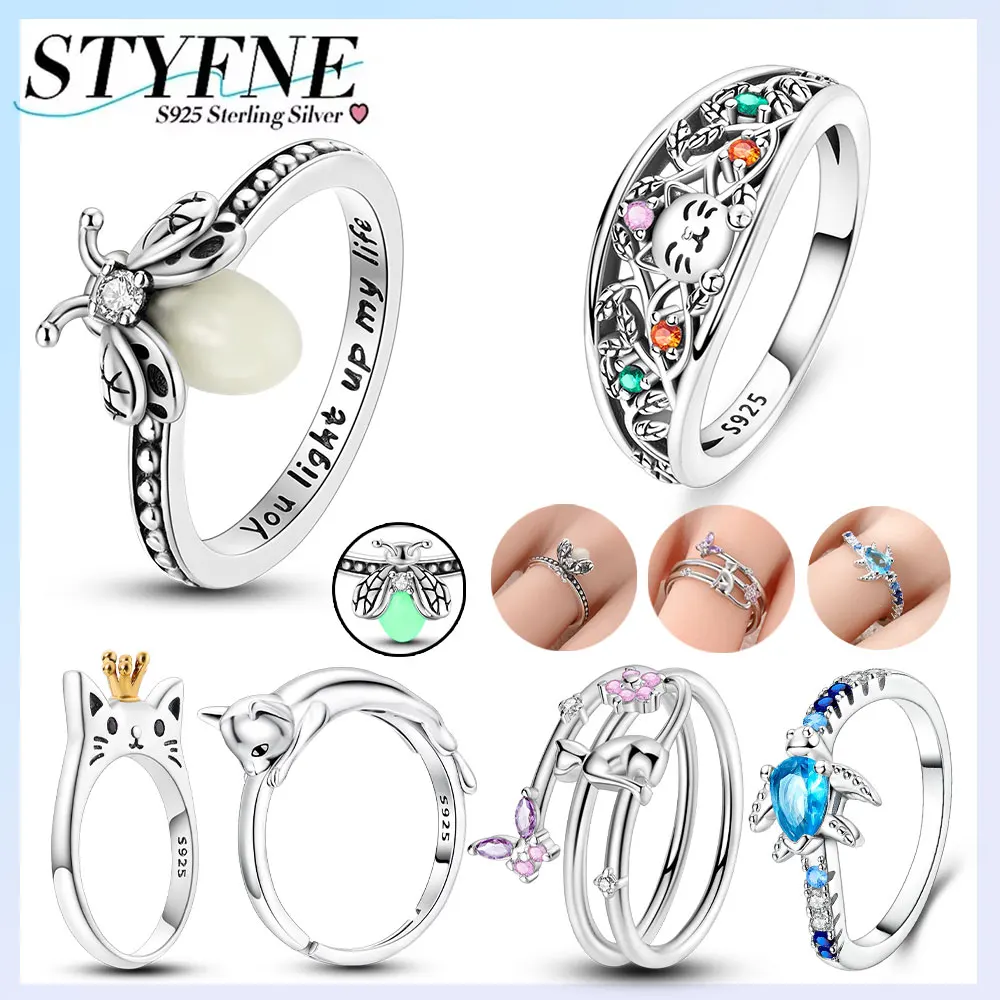 

Ring Sterling Silver 925 New Style Luminous Firefly Ring for Women's High-end Fine Jewelry Wedding Gift