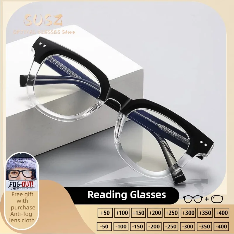 

SUSZ Men Anti Blue Light Reading Glasses High Quality Oval Frame Myopia Optical Computer Eyeware Can Customized Prescription