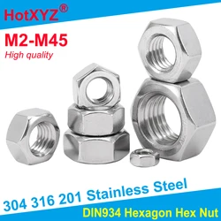 316 304 201 Stainless Steel  Hexagon Hex Nut M1 2 3 4 5 6 8 10 12 14 16 18 20 22 24 27 30 36 DIN934 Metric