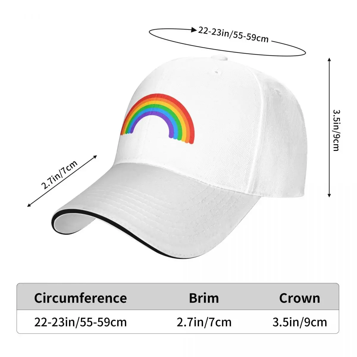 Cute Rainbow - HAPPY PRIDE Cap Fashion Casual Baseball Caps Adjustable Hat Hip Hop Summer Unisex Baseball Hats