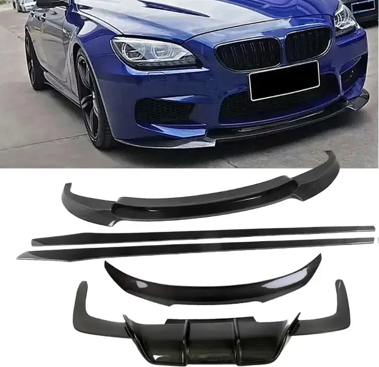 Real Carbon Fiber Front Lip Bumper & Side Body Skirt&Trunk Wing Spoiler& Rear Diffuser Cover For BMW F06 F12 F13 M6 640i 650i