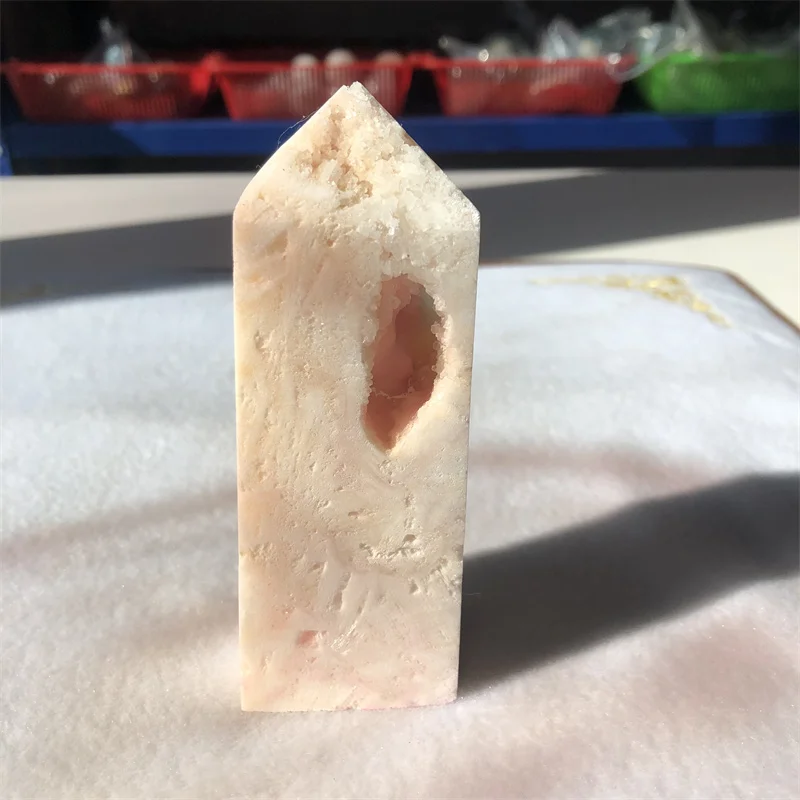High Quality Natural Crystal Wand Rose Opal Tower Pink Calcite Points for Decoration