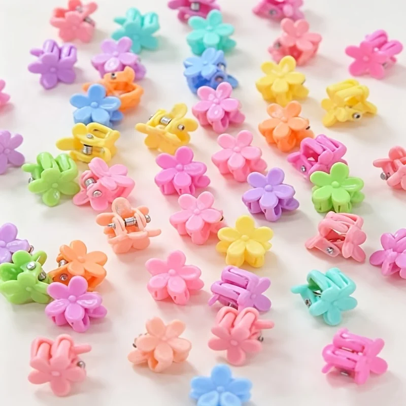50 Stück bunte Blumen-Haarspangen | Einfache und niedliche geflochtene Haarspangen für Mädchen | Geeignet für den täglichen und festlichen Gebrauch. – Detail 2