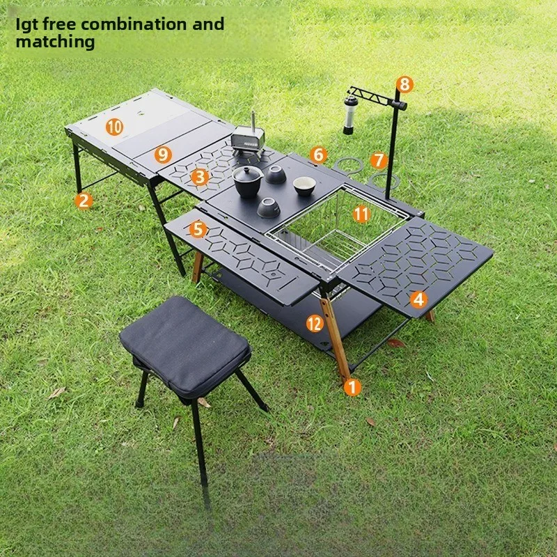 Tavolo da campeggio Igt Tavolo da 2 unità Tavolo IGT pieghevole da esterno Picnic tattico Pentole per barbecue Scrivania da campeggio leggera portatile per l'escursionismo
