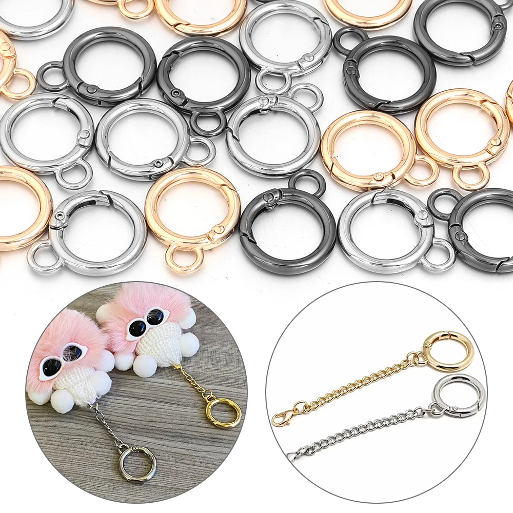 5/10Pcs Metal O Ring Spring Clasps with Hooks Keychain Bag  Carabiner Clips Connector for DIY Key Chain Jewelry Accessories