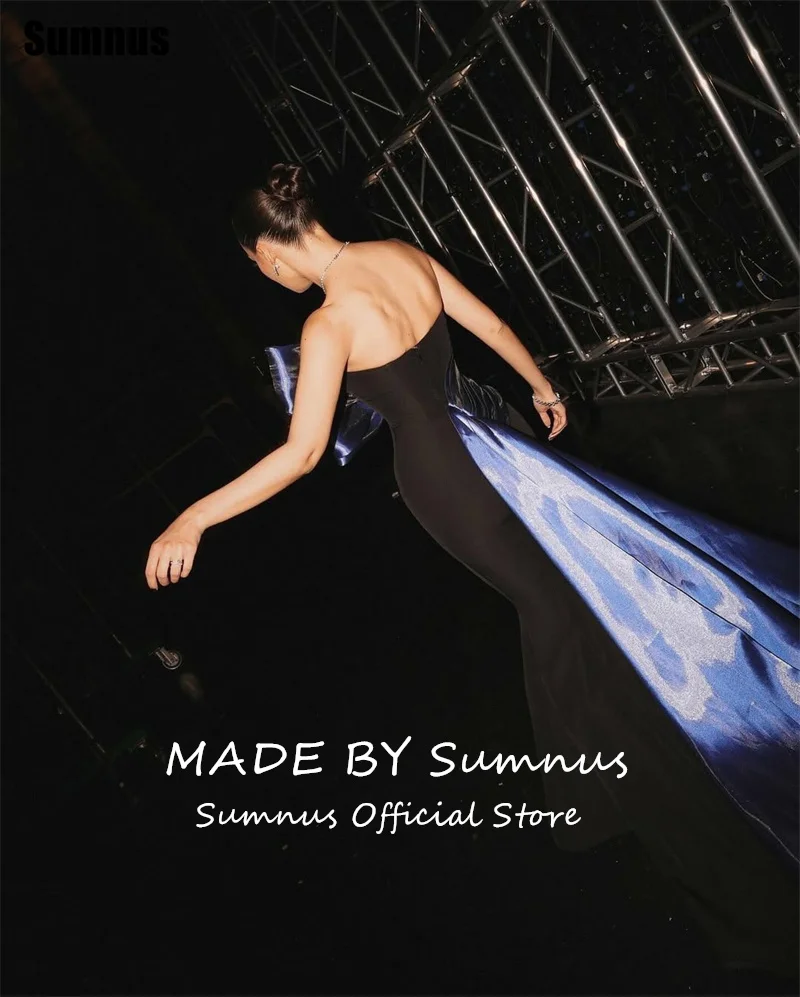 Sumnus Moderni Abiti da sera a sirena Colore a contrasto Senza spalline Pieghe Maxi Abiti da cerimonia Gala فسات БmaveraPersonalizzato