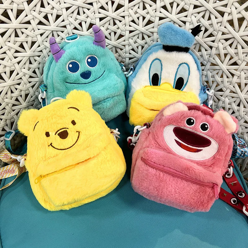 Disney Plush Shoulder Bag Donald Duck Winnie Lotso Cartoon Ccrossbody Bags for Women Mini Mobile Phone Storage Bag Girls Purse