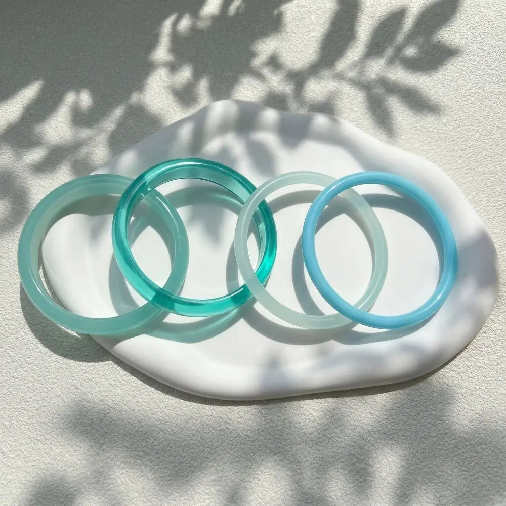 Fashion 4Pcs/Set Acrylic Bracelets Set Wristband Hand Ring Resin Bangle Korean Translucent Boho Bracelets Women