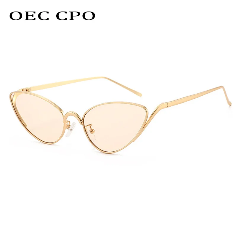 

OEC CPO Fashion Metal Cat Eye Sunglasses Women Brand Designer Ocean Color Punk Shades UV400 Sun Glasses Female Trending Eyewear
