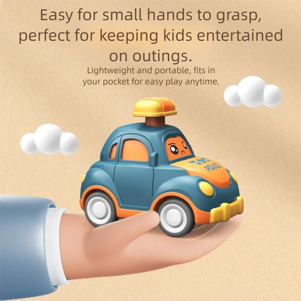 Plastic Baby Cartoon Speelgoedauto Mini-formaat Trekmechanisme Traagheid Trek Auto's Traagheid Power Press Go-functie