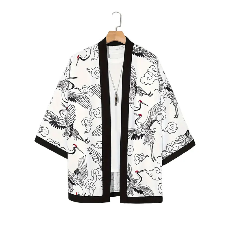 Традиционное мужское кимоно с 3D принтом Fox, повседневный свободный мужской кардиган, городская уличная модная мужская одежда 2XS-4XL