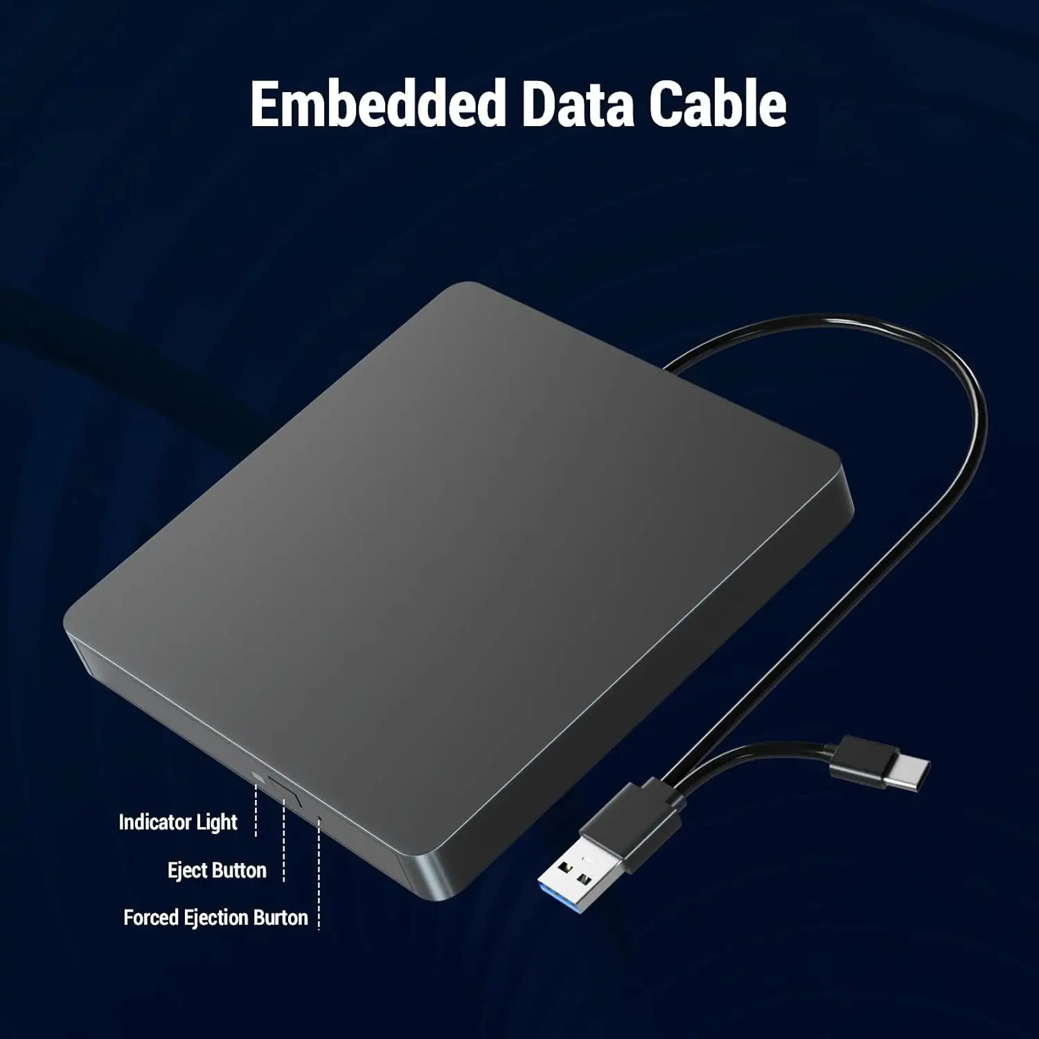 External CD DVD -/+RW Optical Drive USB 3.0 Type C Portable CD DVD Player Burner for PC Laptop Computer Windows 11/10/8/7 MacOS