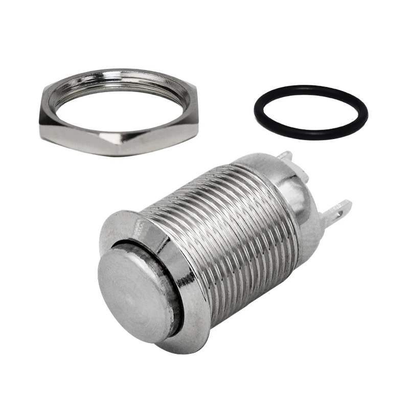 6pcs 12mm Momentary Push Button Switch Waterproof High Round Self reset Electrical Push button 2pin 1NO 3A/250V without Fixation